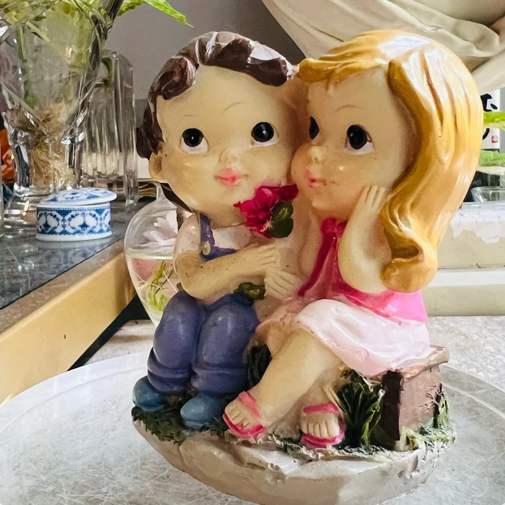 Charming Boy girl couple Red and Pink Cake Topper for Romantic Celebrations